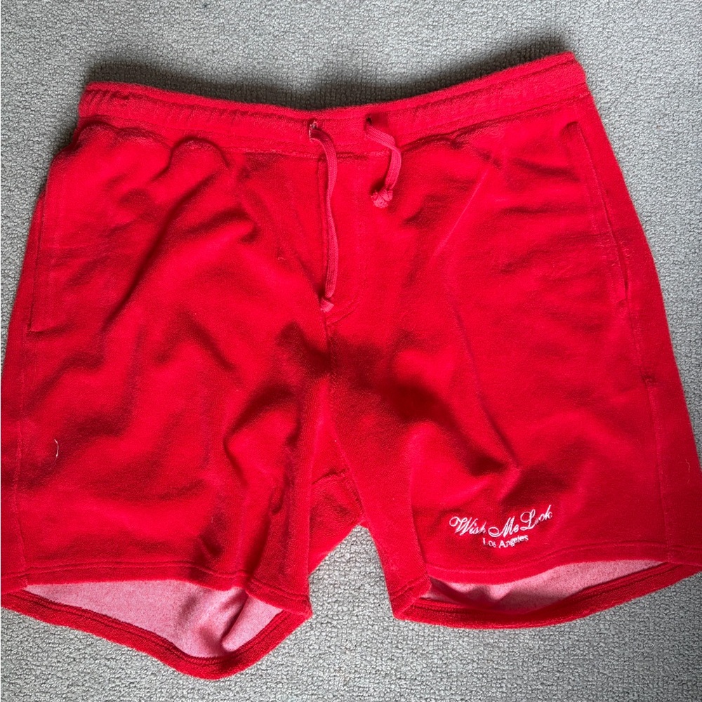 Wish Me Luck Unisex Red Terry Shorts